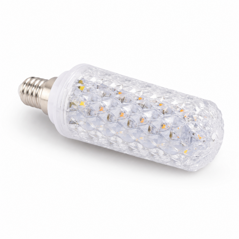 12W Crystal Type LED Corn Bulb three-quarter side studio product photo on white background