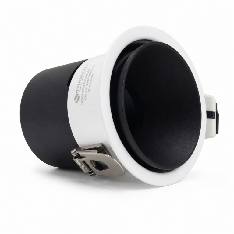 12W Recessed LED Downlight Fitting three-quarter side studio product photo on white background