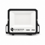 Evergreen 150W Slim LED Flood Light Daylight Black Body front-facing studio product photo on white background