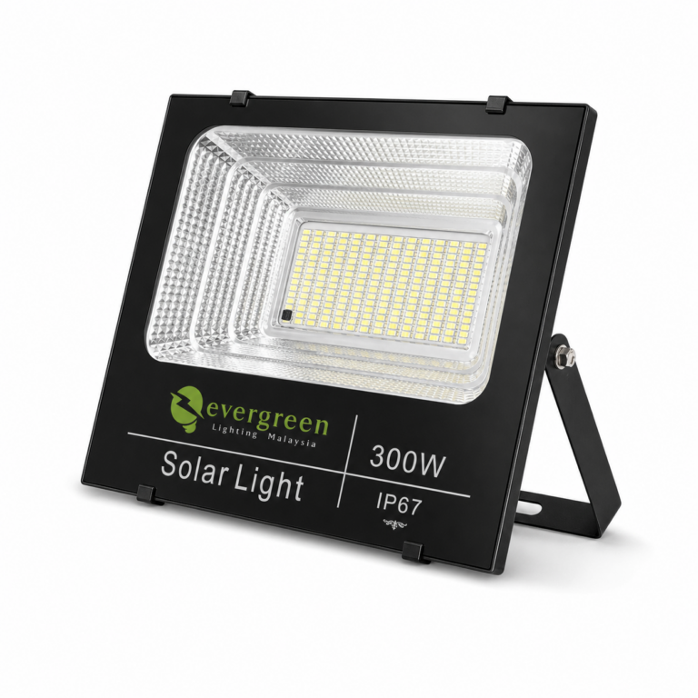 300W IP67 Solar LED Flood Light with PIR Sensor three-quarter side studio product photo on white background