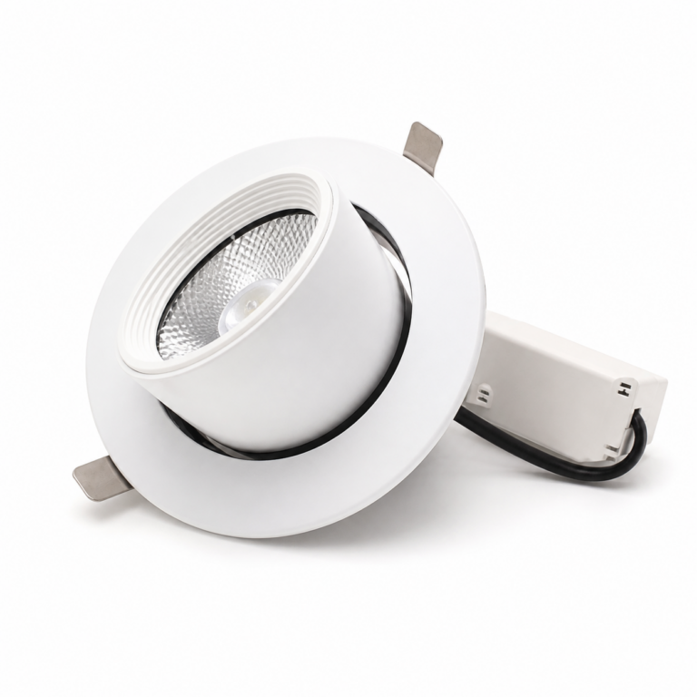 30W Adjustable Recess Round COB LED Downlight three-quarter side studio product photo on white background