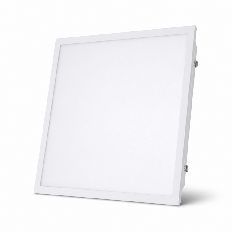 48W Backlit LED Recessed Panel Light 600x600mm three-quarter side studio product photo on white background