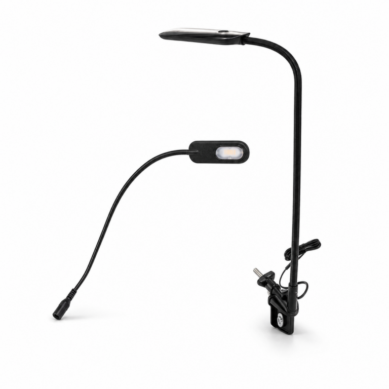 5W Cool White LED Machine Light with Flexible Arm LA-D688 three-quarter side studio product photo on white background