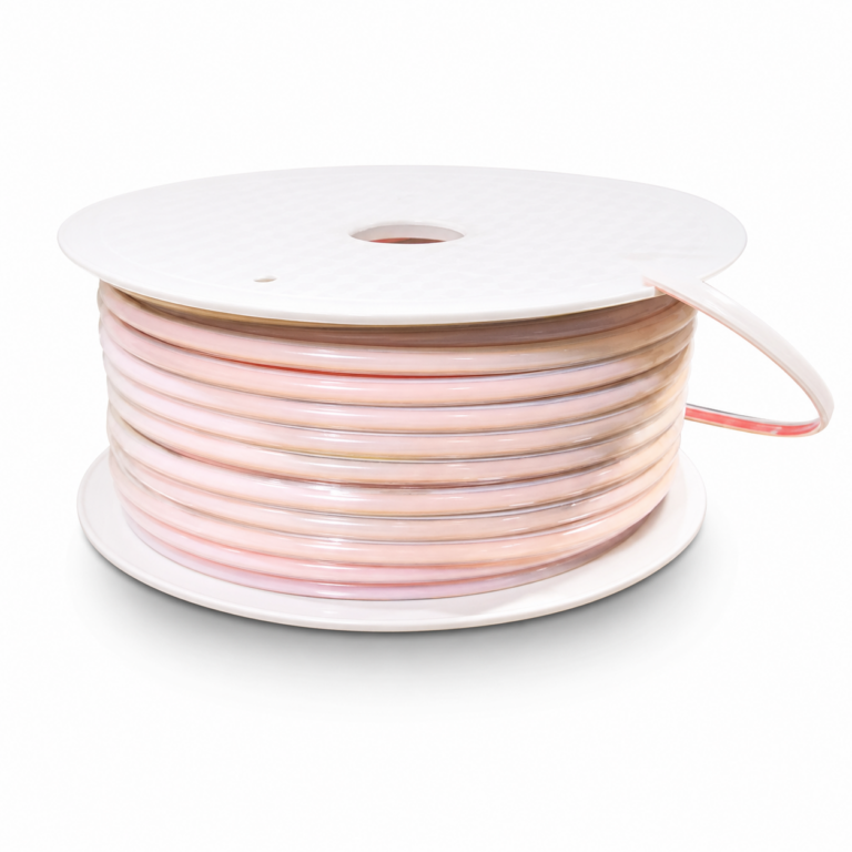 COB LED Strip Light - Red, Purple and Warm White three-quarter side studio product photo on white background