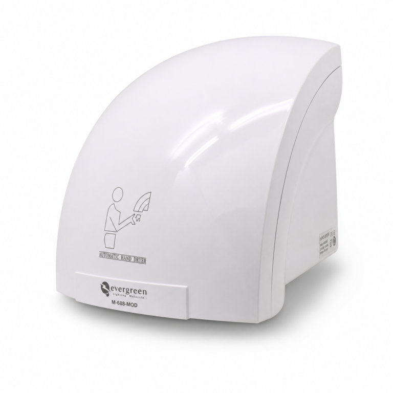 Evergreen Eco Hand Dryer M-688-MOD three-quarter side studio product photo on white background