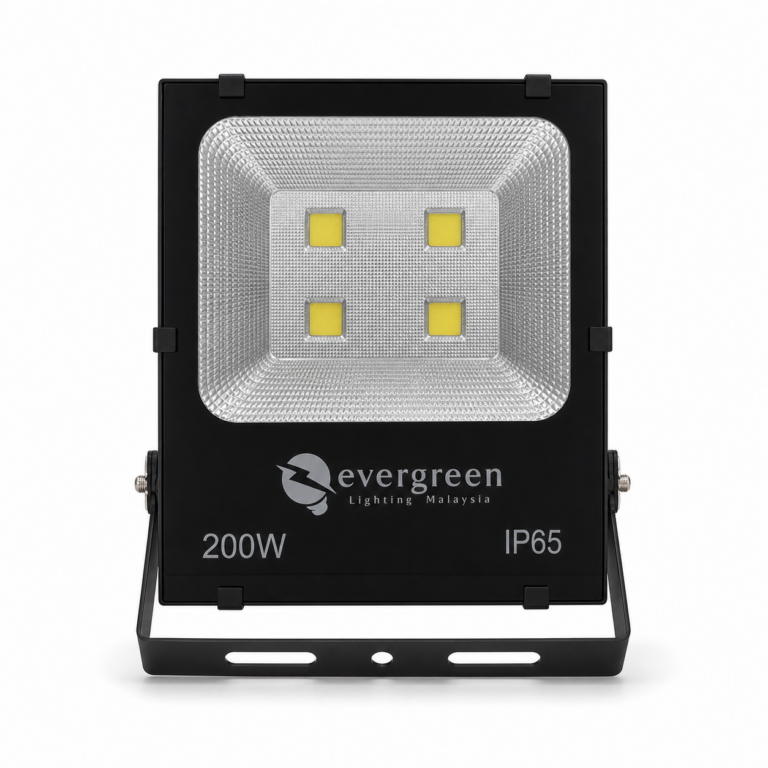 Evergreen 200W COB LED Flood Light front-facing studio product photo on white background