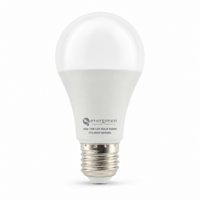Evergreen A60 LED Bulb front-facing studio product photo on white background