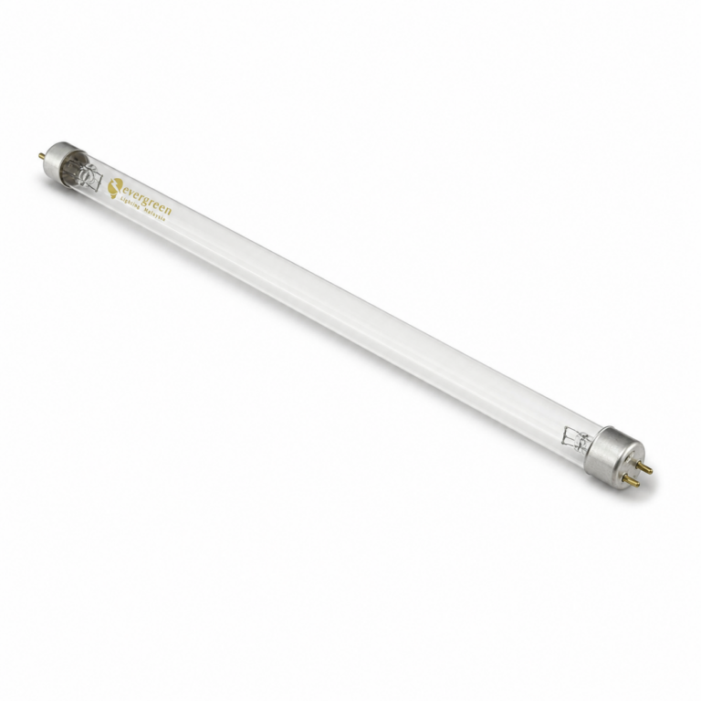 Germicidal UV T8 2-Pin Lamp three-quarter side studio product photo on white background