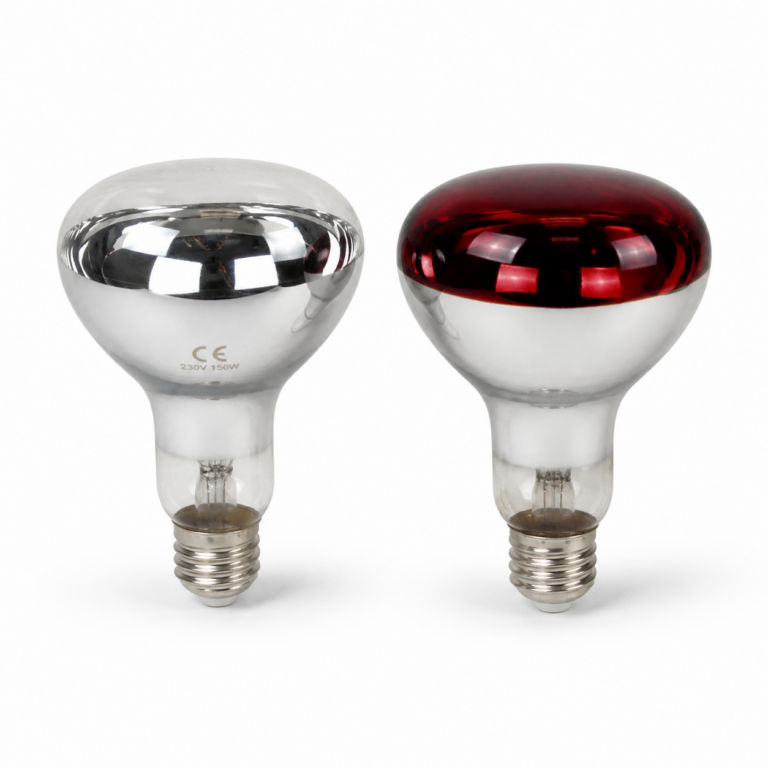 Infrared Reflector Bulb E27 three-quarter side studio product photo on white background