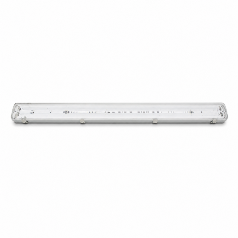 IP65 T8 4FT LED Tube Light Fitting with ABS Clips front-facing studio product photo on white background