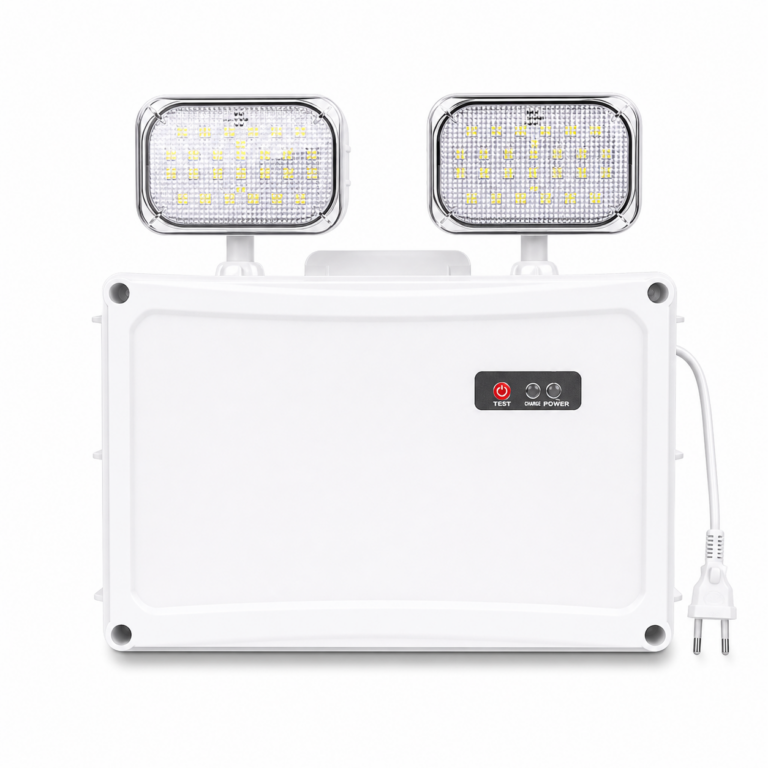 LED Emergency Light Two Spot IP65 front-facing studio product photo on white background