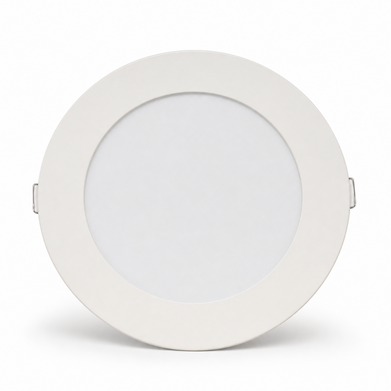 LED Slim Panel Backlit Recess Light - Round front-facing studio product photo on white background