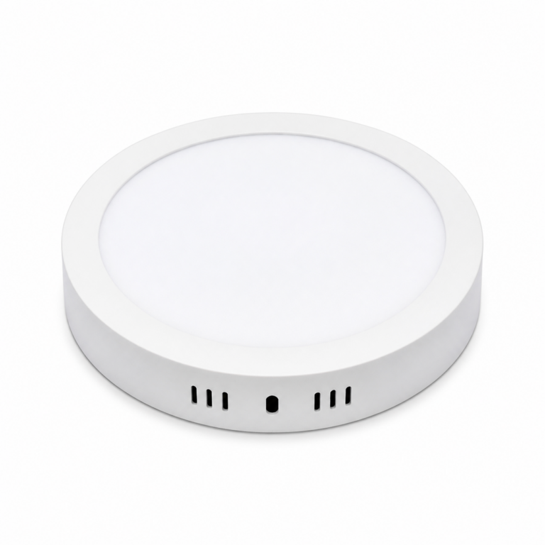 LED Slim Panel Backlit Round Surface Light front-facing studio product photo on white background