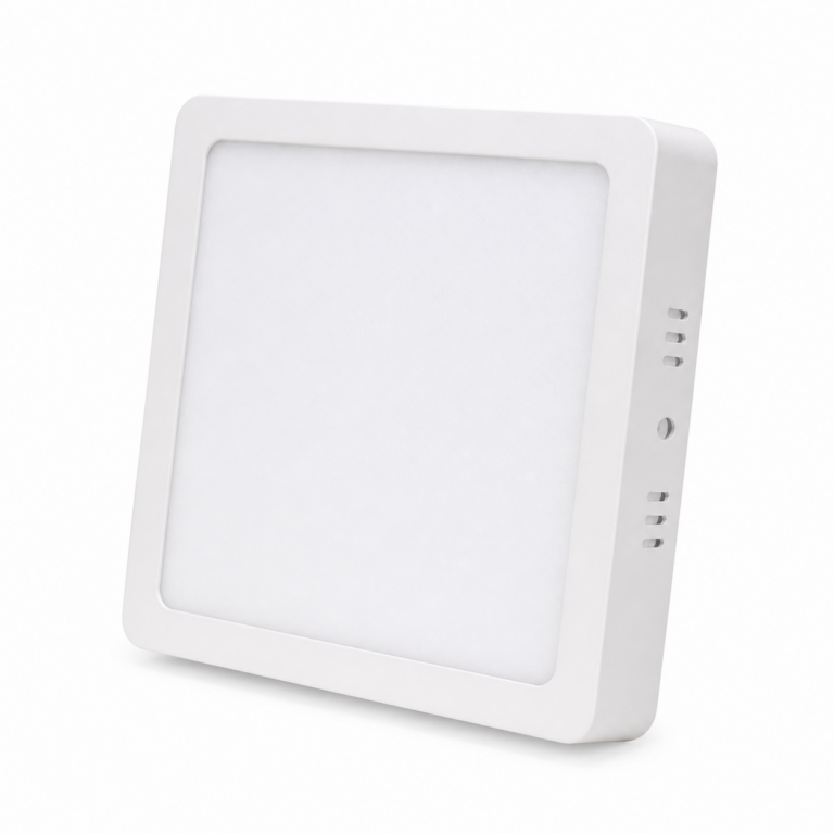 LED Slim Panel Backlit Square Surface Light three-quarter side studio product photo on white background