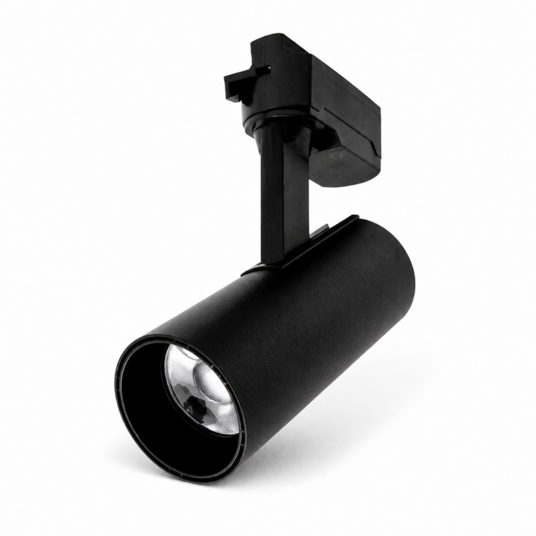 LED Track Light Black or White Body three-quarter side studio product photo on white background