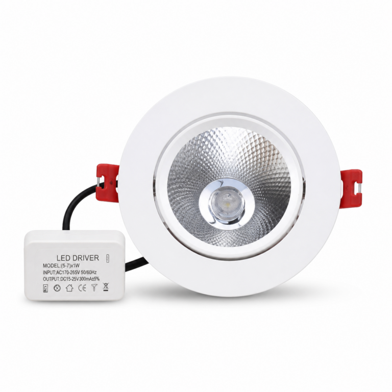 Recessed Round LED Downlight Fitting front-facing studio product photo on white background