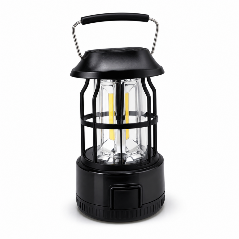 Rechargeable Table Deco LED Lantern three-quarter side studio product photo on white background
