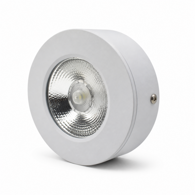 Round Surface Downlight 10W three-quarter side studio product photo on white background