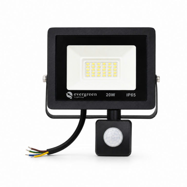 Sensor LED Flood Light with PIR Sensor front-facing studio product photo on white background
