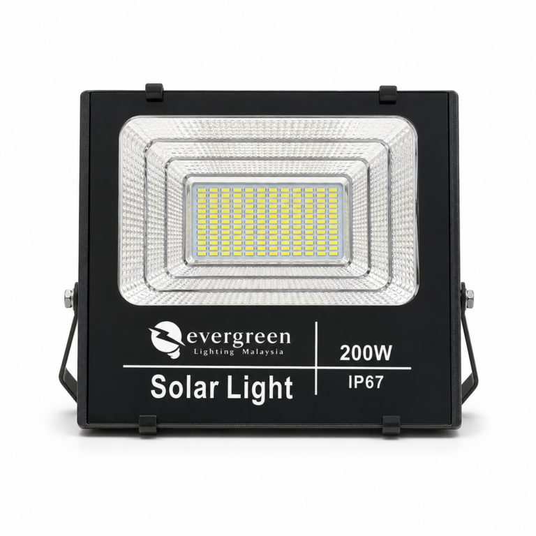 Solar LED Flood Light 200W with Sensor front-facing studio product photo on white background