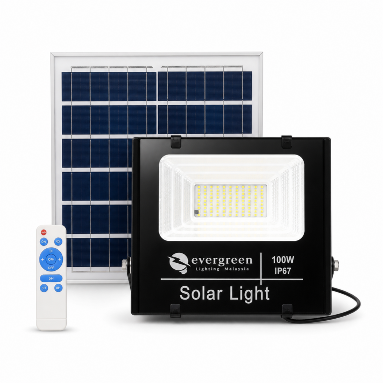 Solar LED Flood Light IP67 100W with PIR Sensor front-facing studio product photo on white background