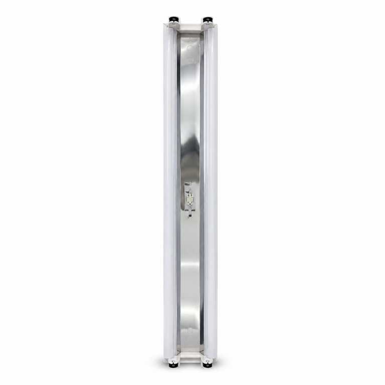 T8 4ft Double Tube Light Batten with Aluminium Reflector front-facing studio product photo on white background