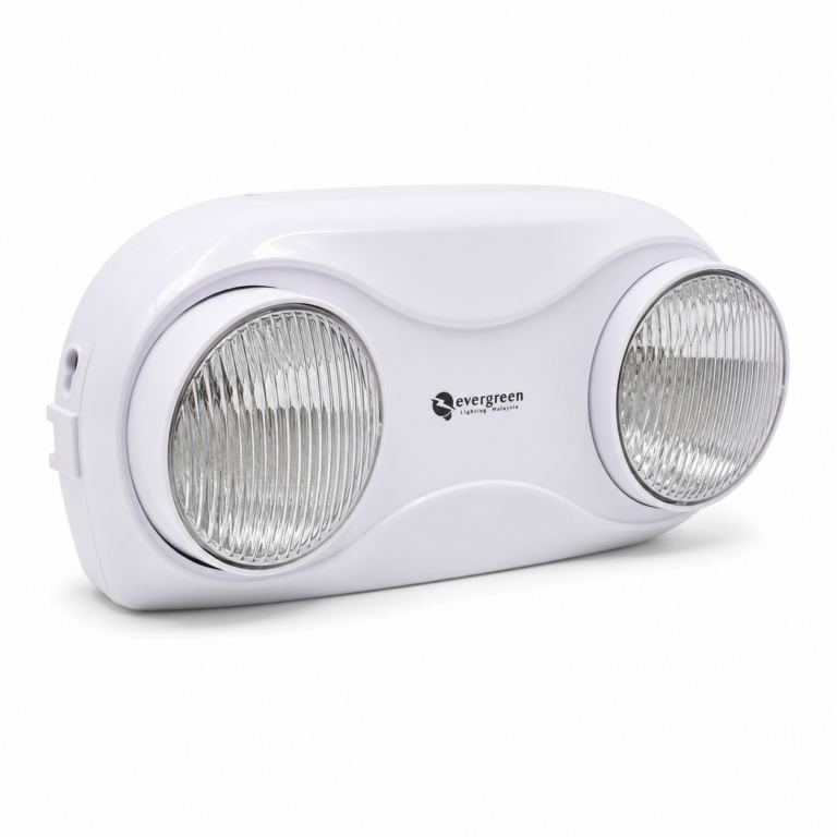 Evergreen Two Spot Emergency Light CM233-ZLL three-quarter side studio product photo on white background