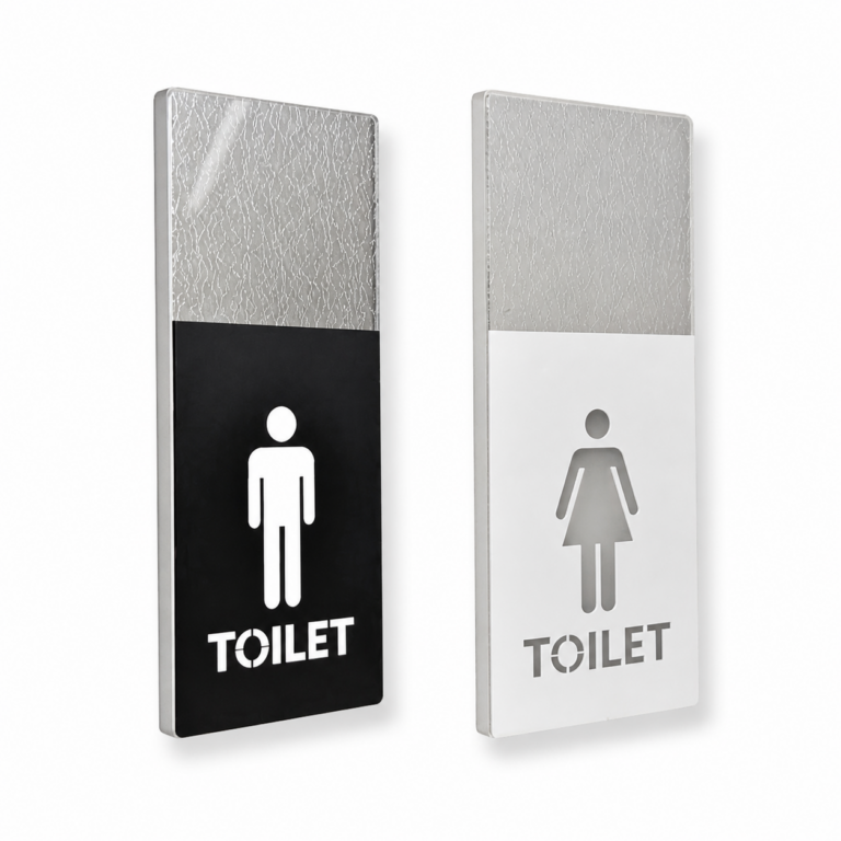 Wall Mounted Toilet Sign Board Light three-quarter side studio product photo on white background