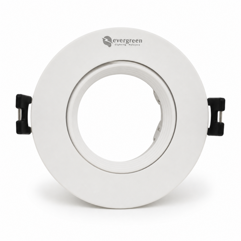 White Round Recessed Spot Light Holder N5LDR front-facing studio product photo on white background